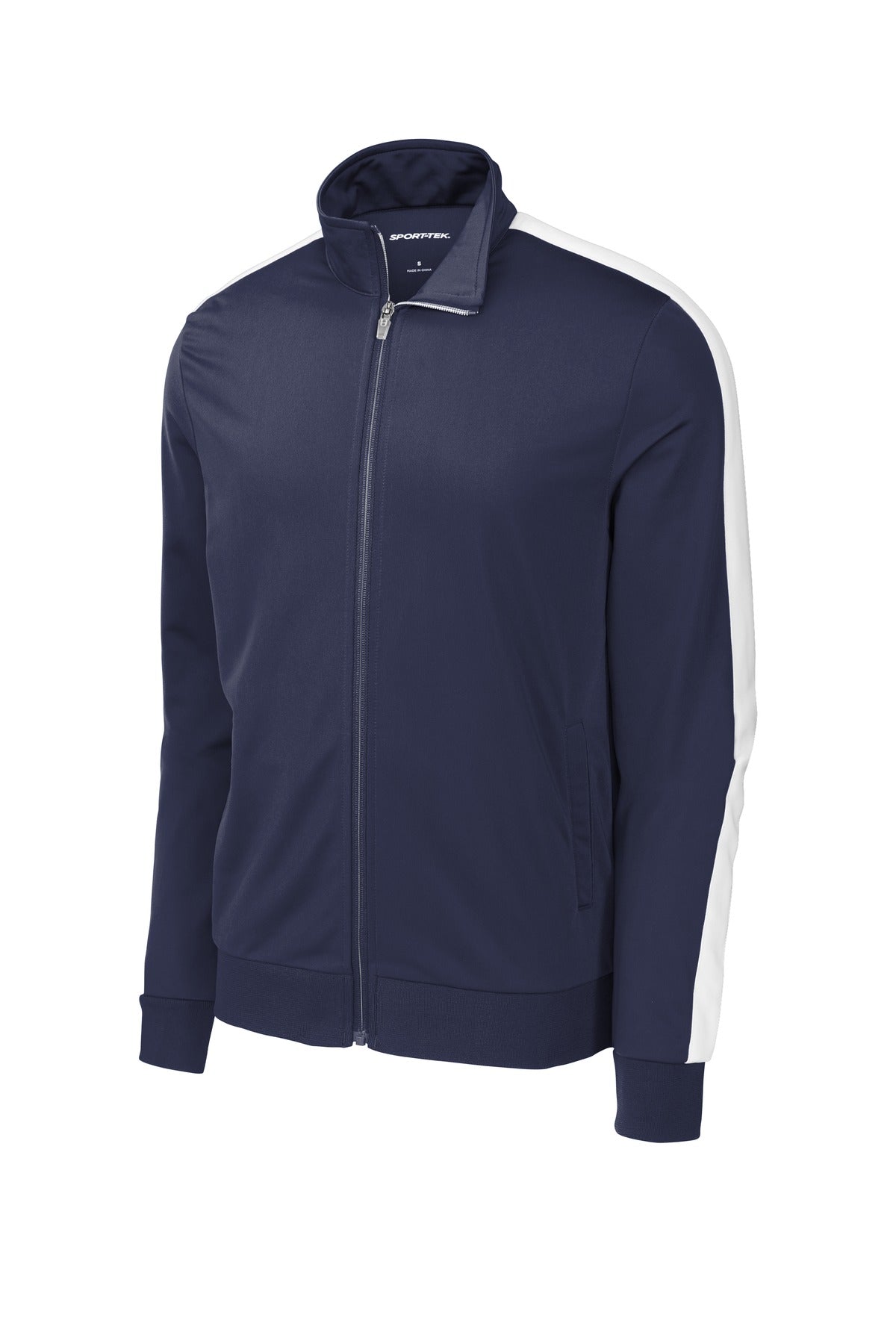 Sport-Tek  Tricot Sleeve Stripe Track Jacket - True Navy/ White