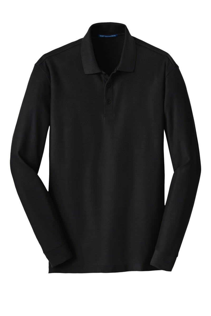 Port Authority Long Sleeve Core Classic Pique Polo - Deep Black