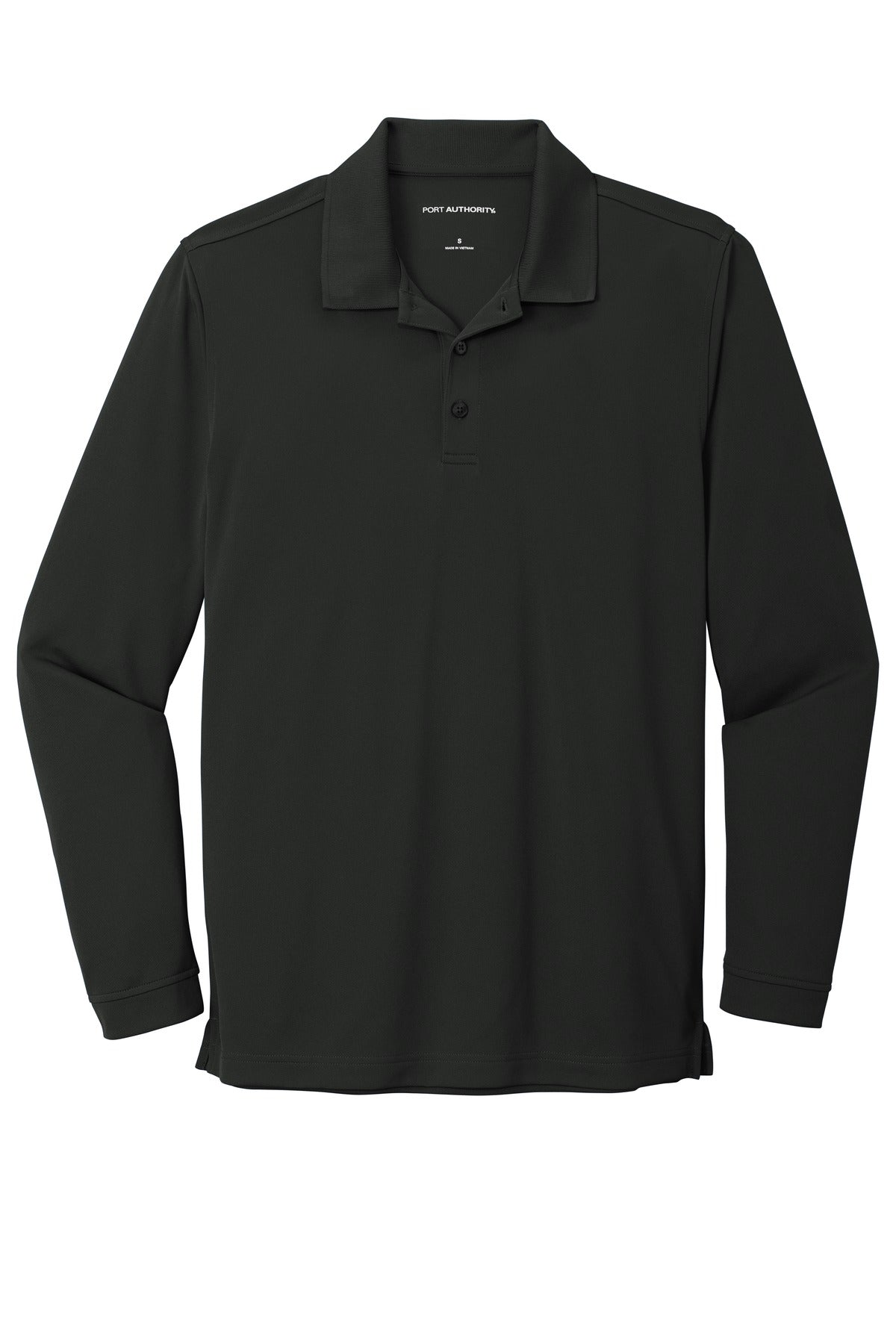 Port Authority  Dry Zone  UV Micro-Mesh Long Sleeve Polo - Deep Black