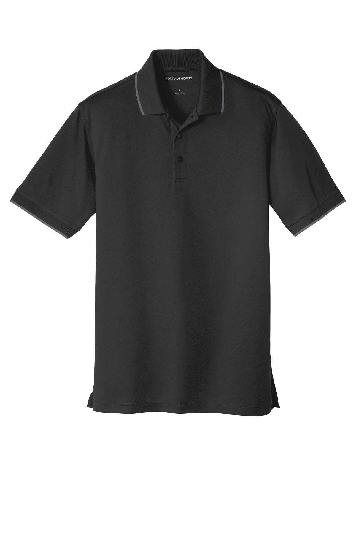 Port Authority Dry Zone UV Micro-Mesh Tipped Polo - Deep Black/ Graphite