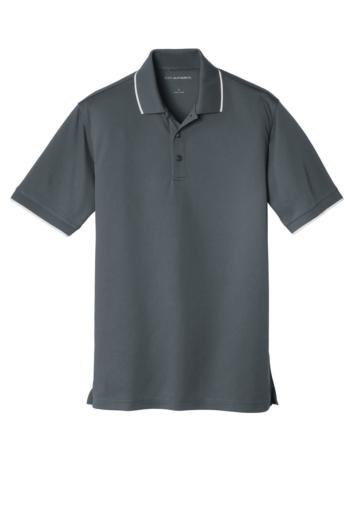 Port Authority Dry Zone UV Micro-Mesh Tipped Polo - Graphite/ White