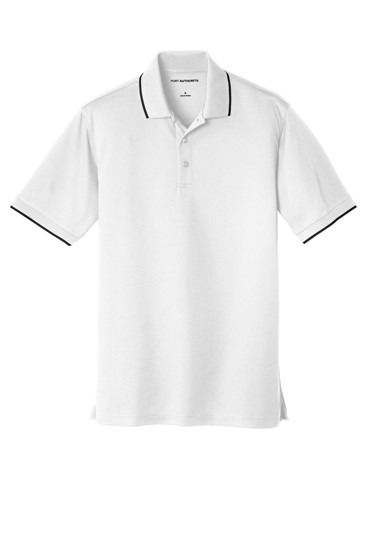 Port Authority Dry Zone UV Micro-Mesh Tipped Polo - White/ Deep Black