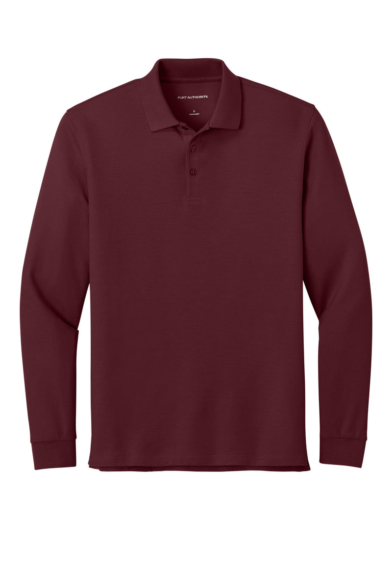 Port Authority Wearever Signature Pique Long Sleeve Polo - Burgundy