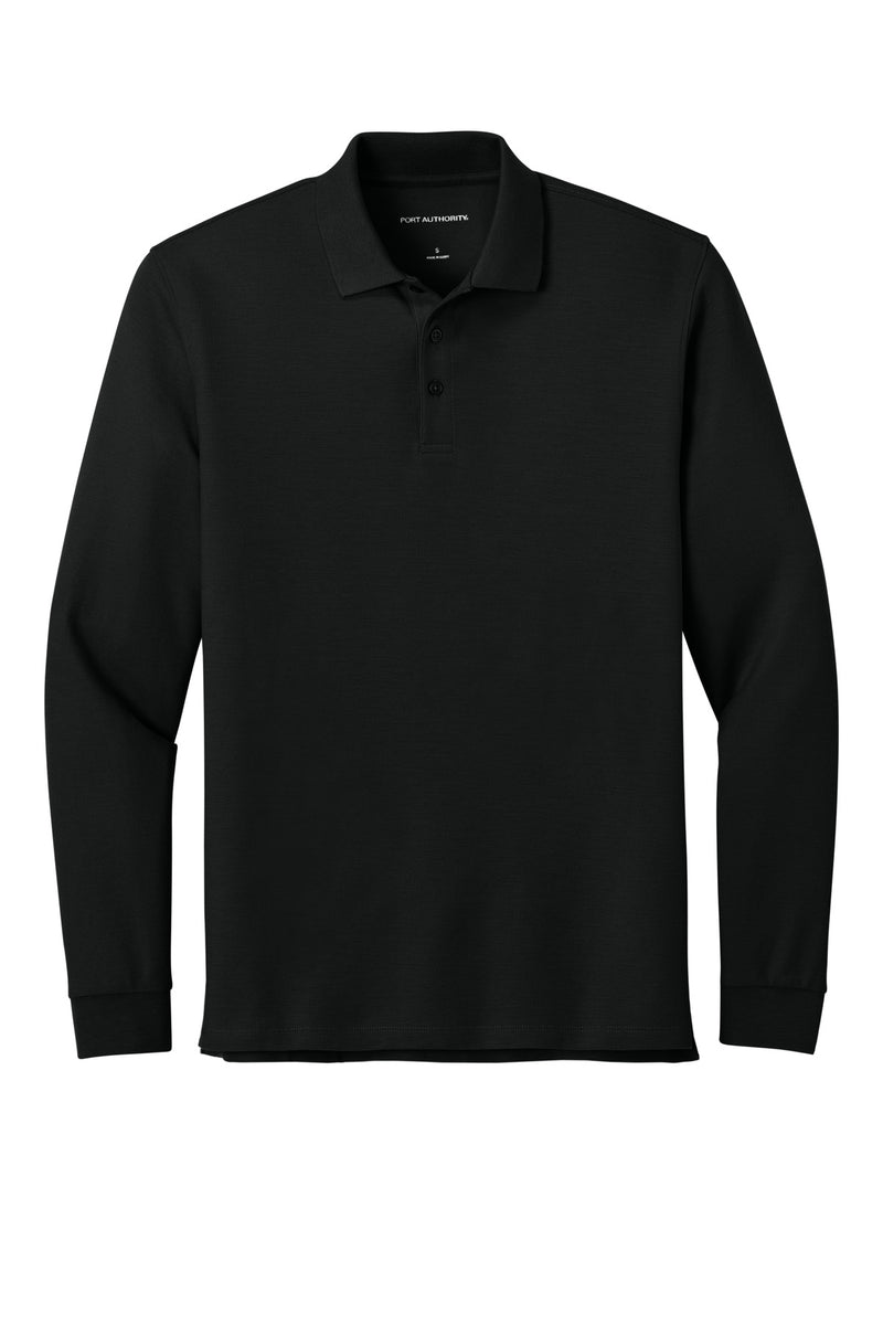 Port Authority Wearever Signature Pique Long Sleeve Polo - Deep Black