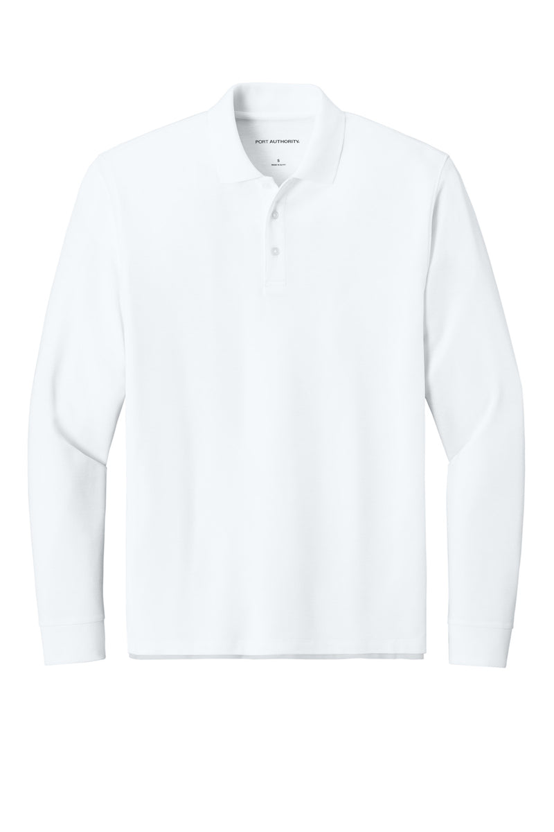 Port Authority Wearever Signature Pique Long Sleeve Polo - White