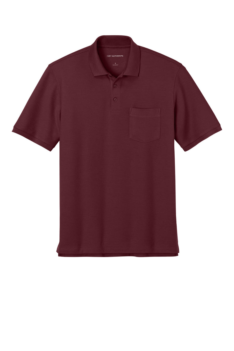 Port Authority Wearever Signature Pique Pocket Polo - Burgundy