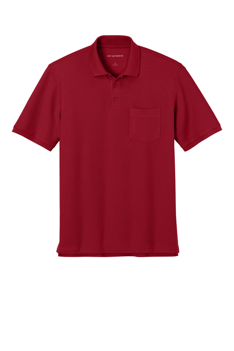 Port Authority Wearever Signature Pique Pocket Polo - Rich Red