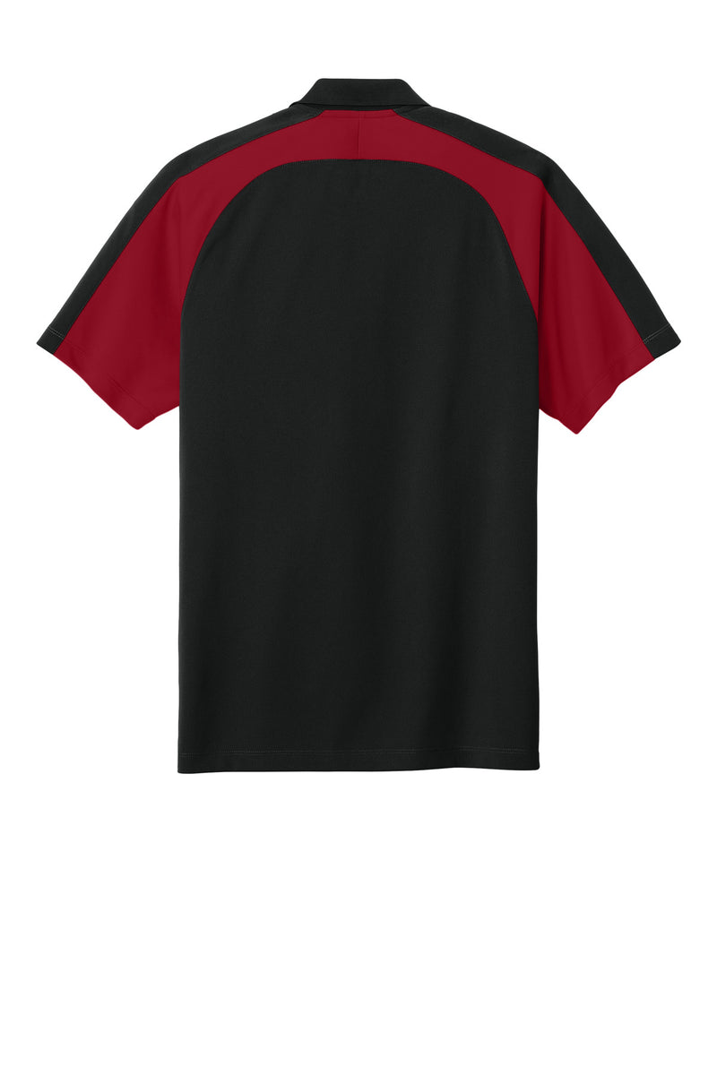 Port Authority Wearever Performance Pique Colorblock Polo - Deep Black/ Rich Red