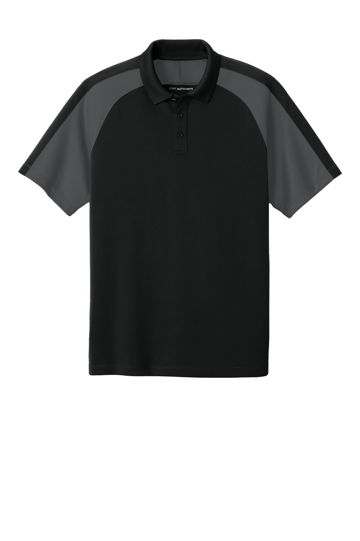 Port Authority Wearever Performance Pique Colorblock Polo - Deep Black/ Storm Grey