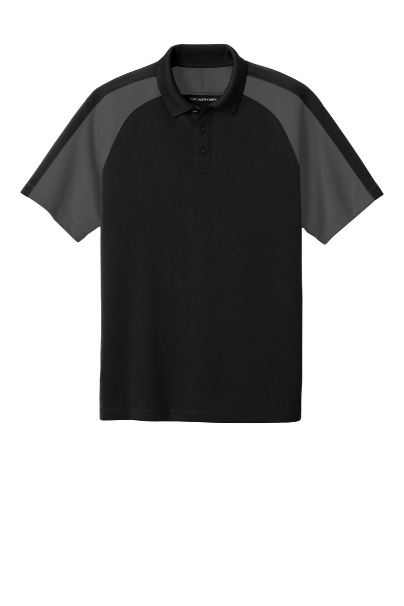Port Authority Wearever Performance Pique Colorblock Polo - Deep Black/ Storm Grey