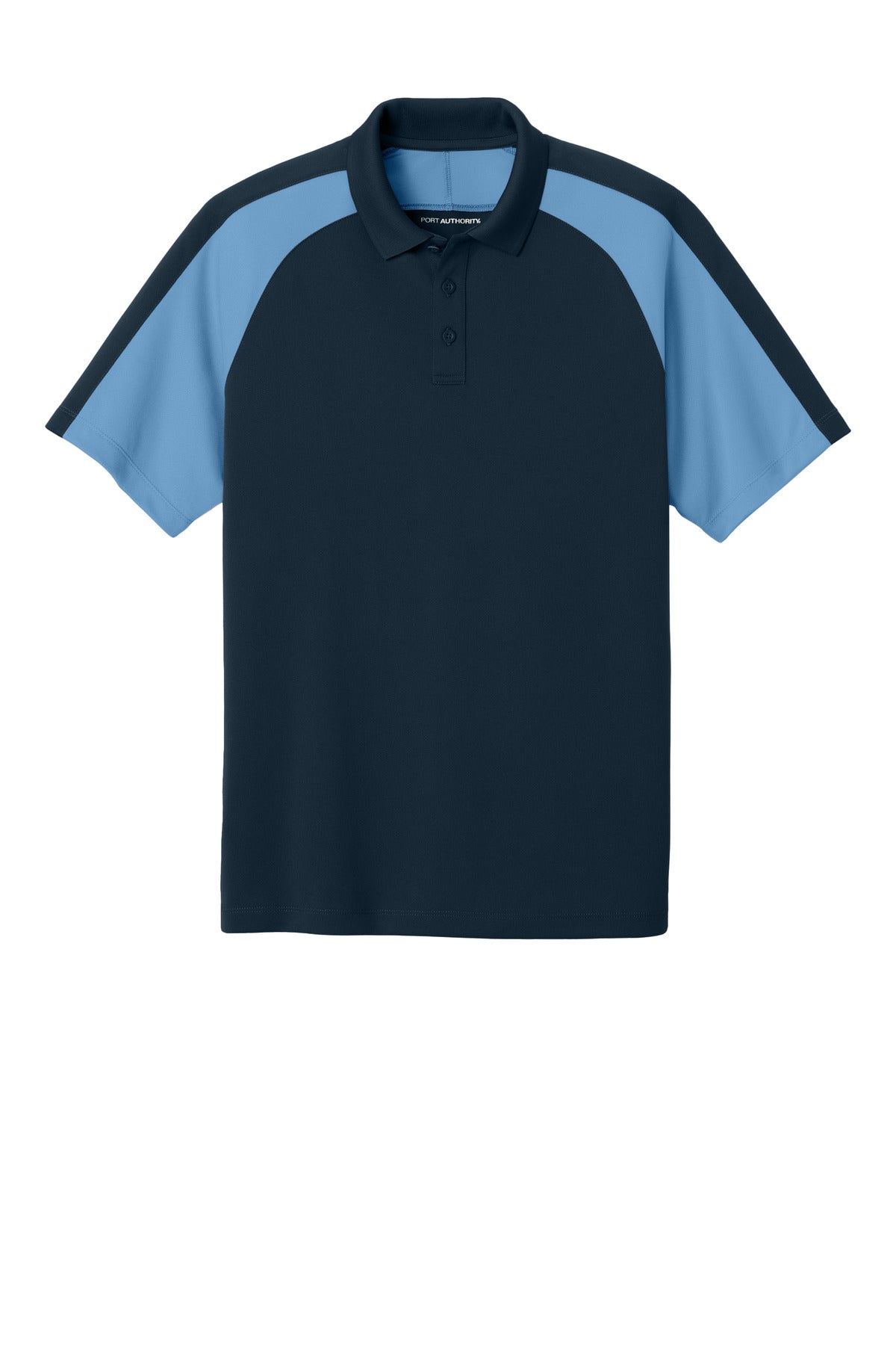 Port Authority Wearever Performance Pique Colorblock Polo - River Blue Navy/ Carolina Blue