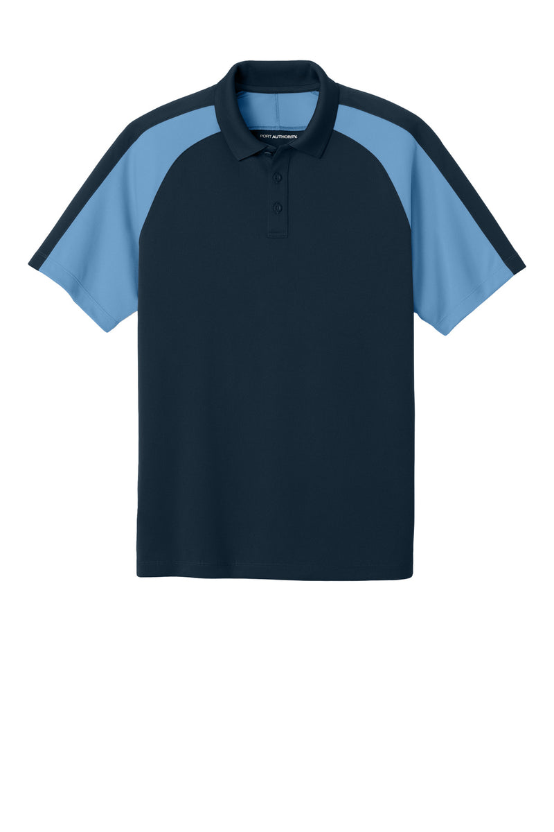 Port Authority Wearever Performance Pique Colorblock Polo - River Blue Navy/ Carolina Blue