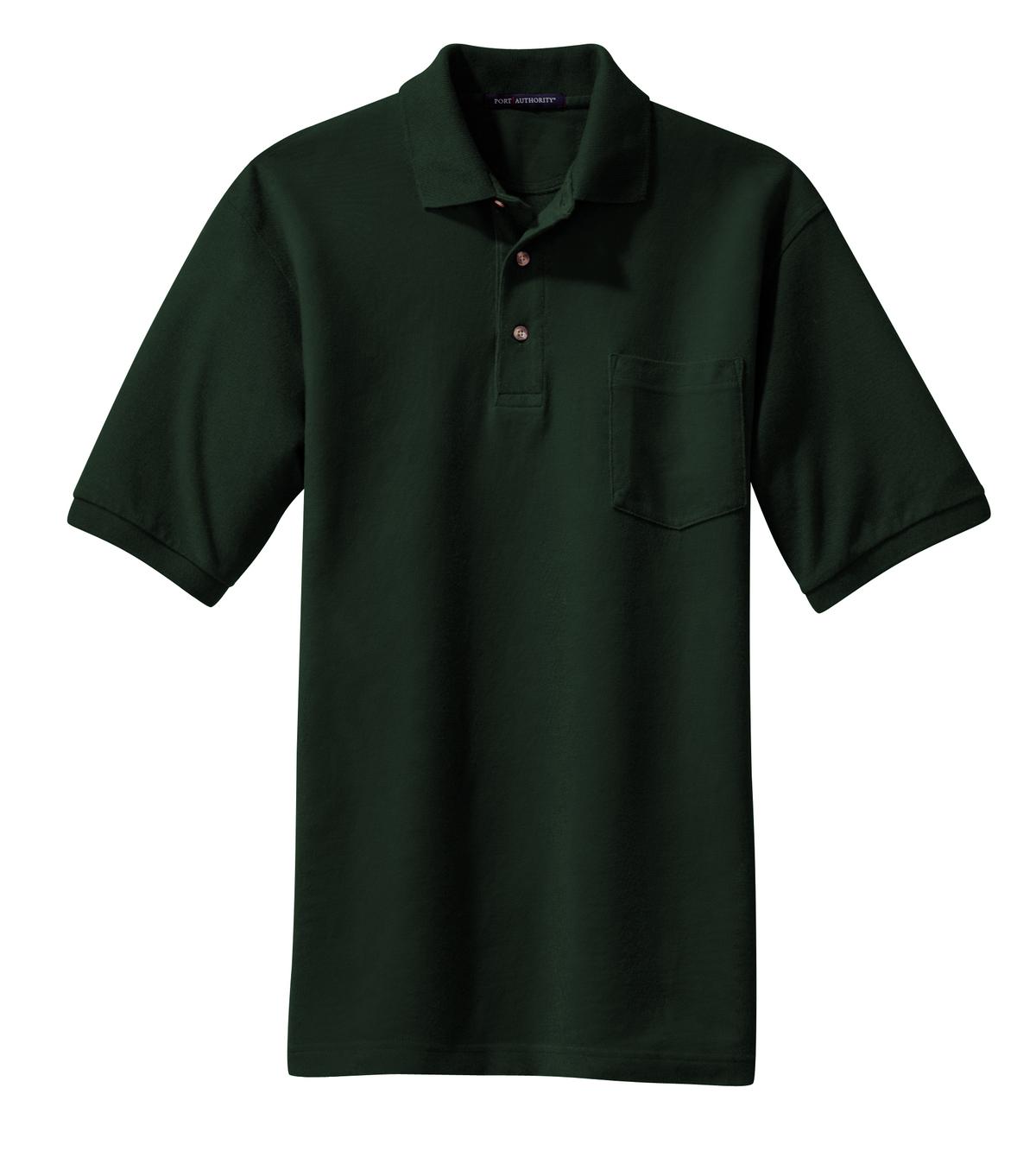 Port Authority Heavyweight Cotton Pique Polo with Pocket - Dark Green