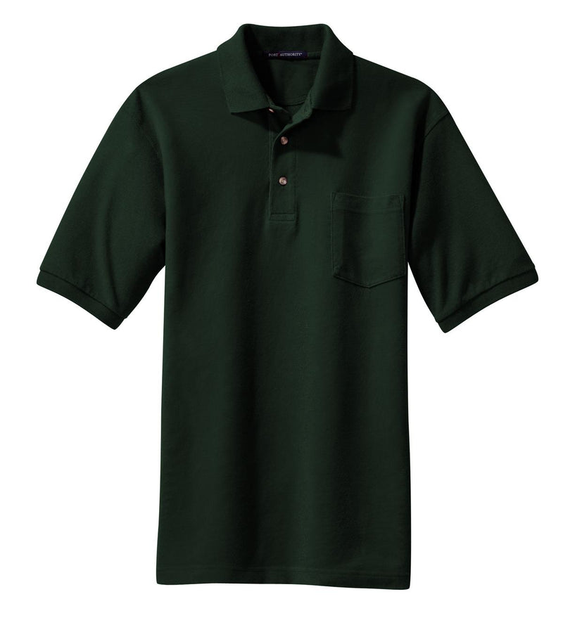 Port Authority Heavyweight Cotton Pique Polo with Pocket - Dark Green