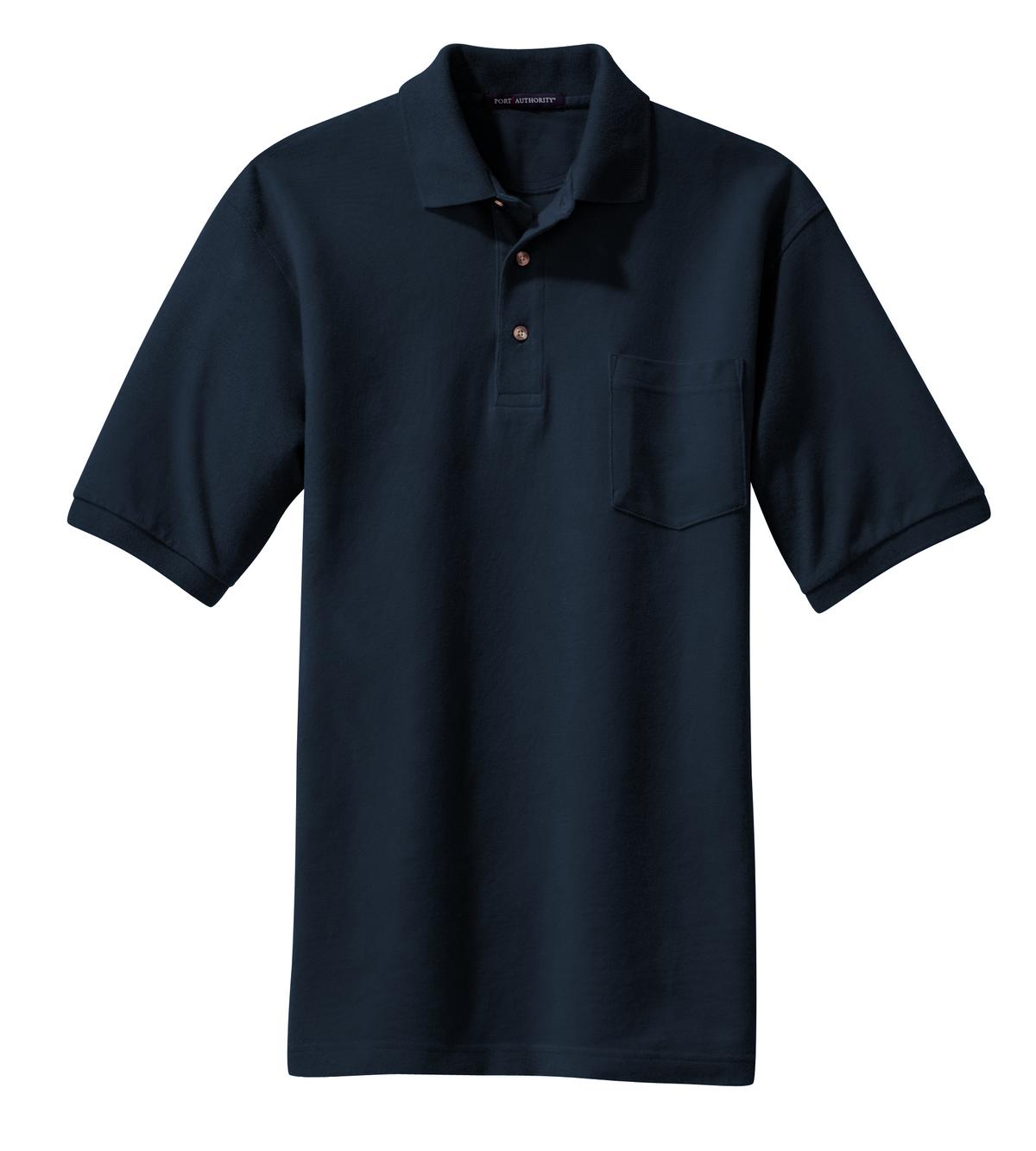 Port Authority Heavyweight Cotton Pique Polo with Pocket - Navy