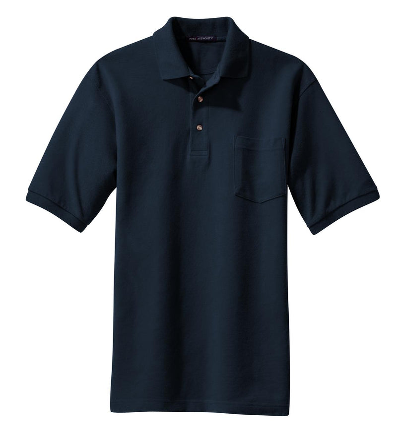 Port Authority Heavyweight Cotton Pique Polo with Pocket - Navy