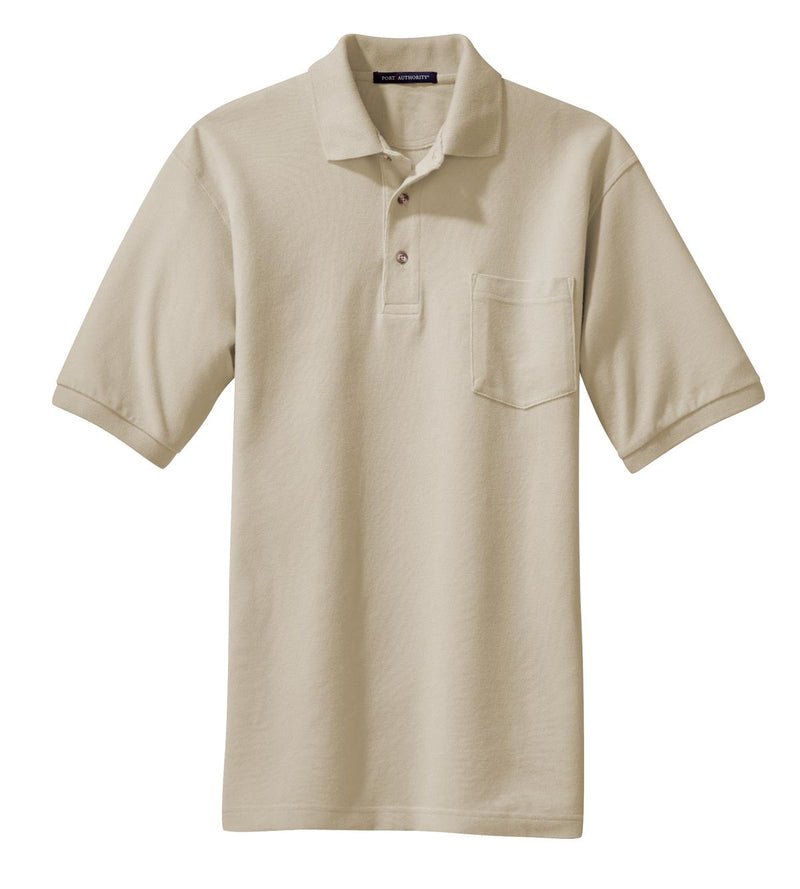 Port Authority Heavyweight Cotton Pique Polo with Pocket - Stone