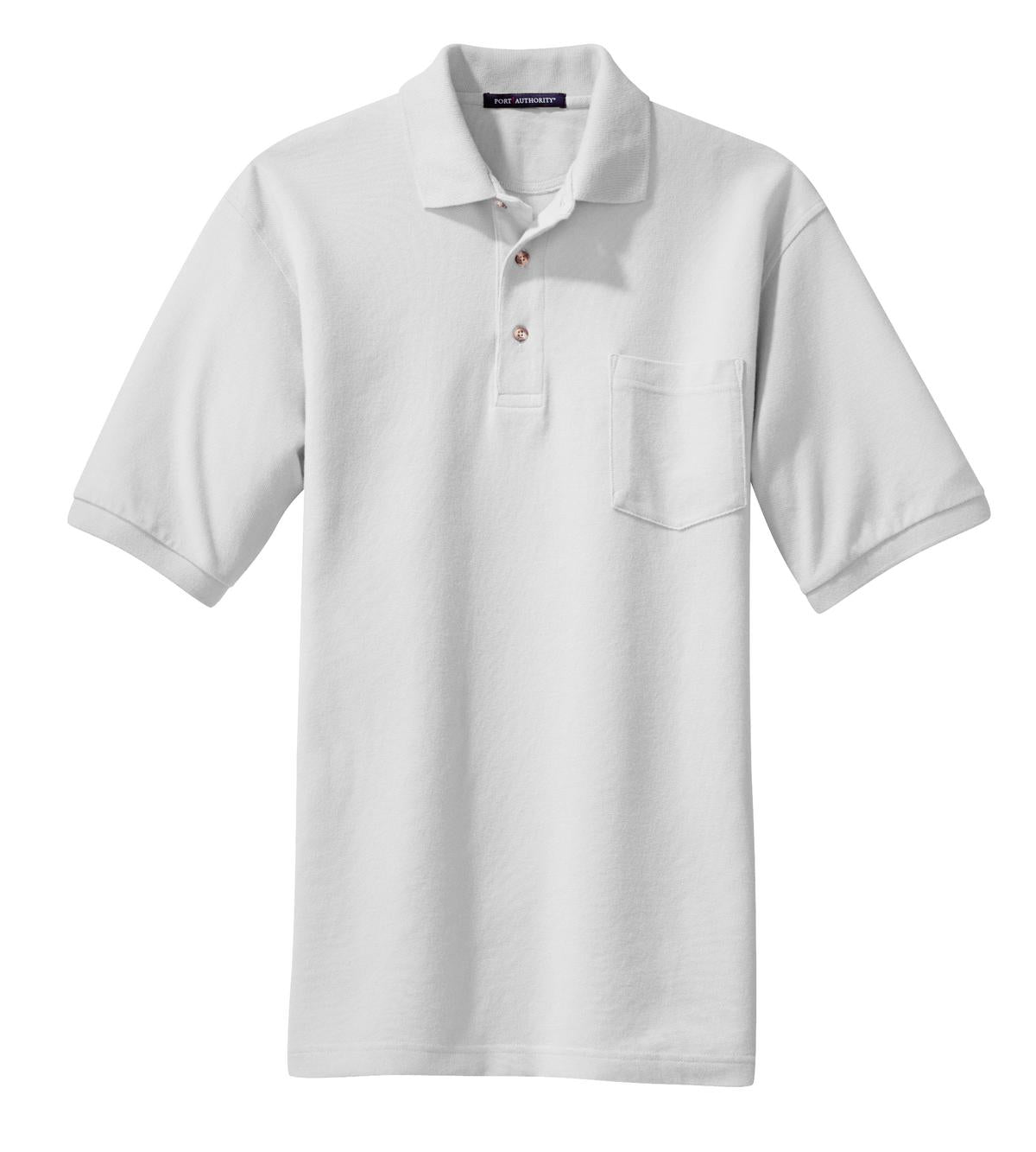 Port Authority Heavyweight Cotton Pique Polo with Pocket - White