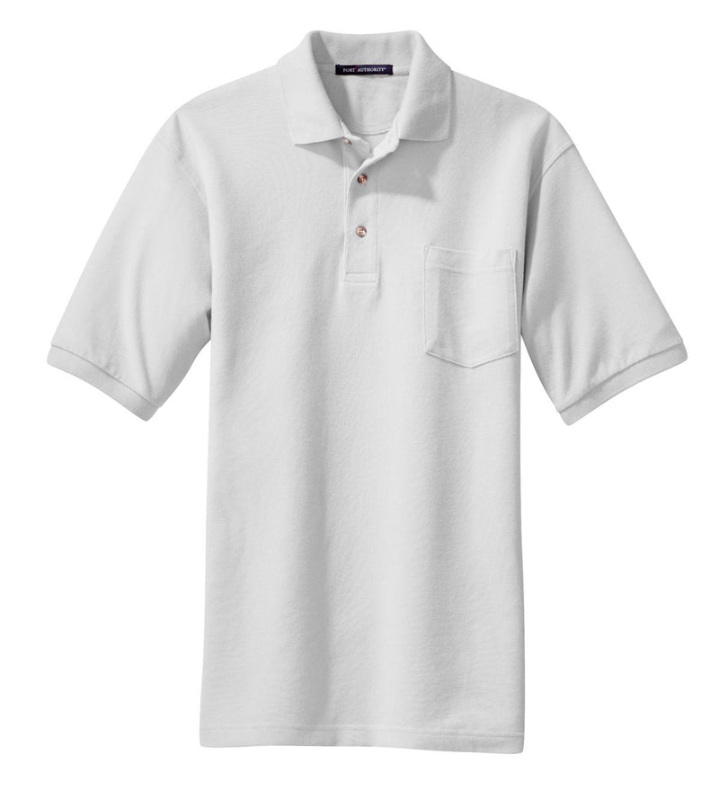 Port Authority Heavyweight Cotton Pique Polo with Pocket - White