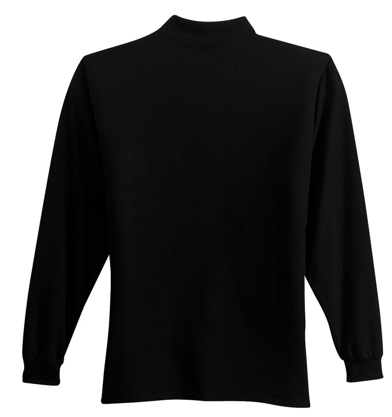 Port Authority Long Sleeve Silk Touch Polo with Pocket - Black
