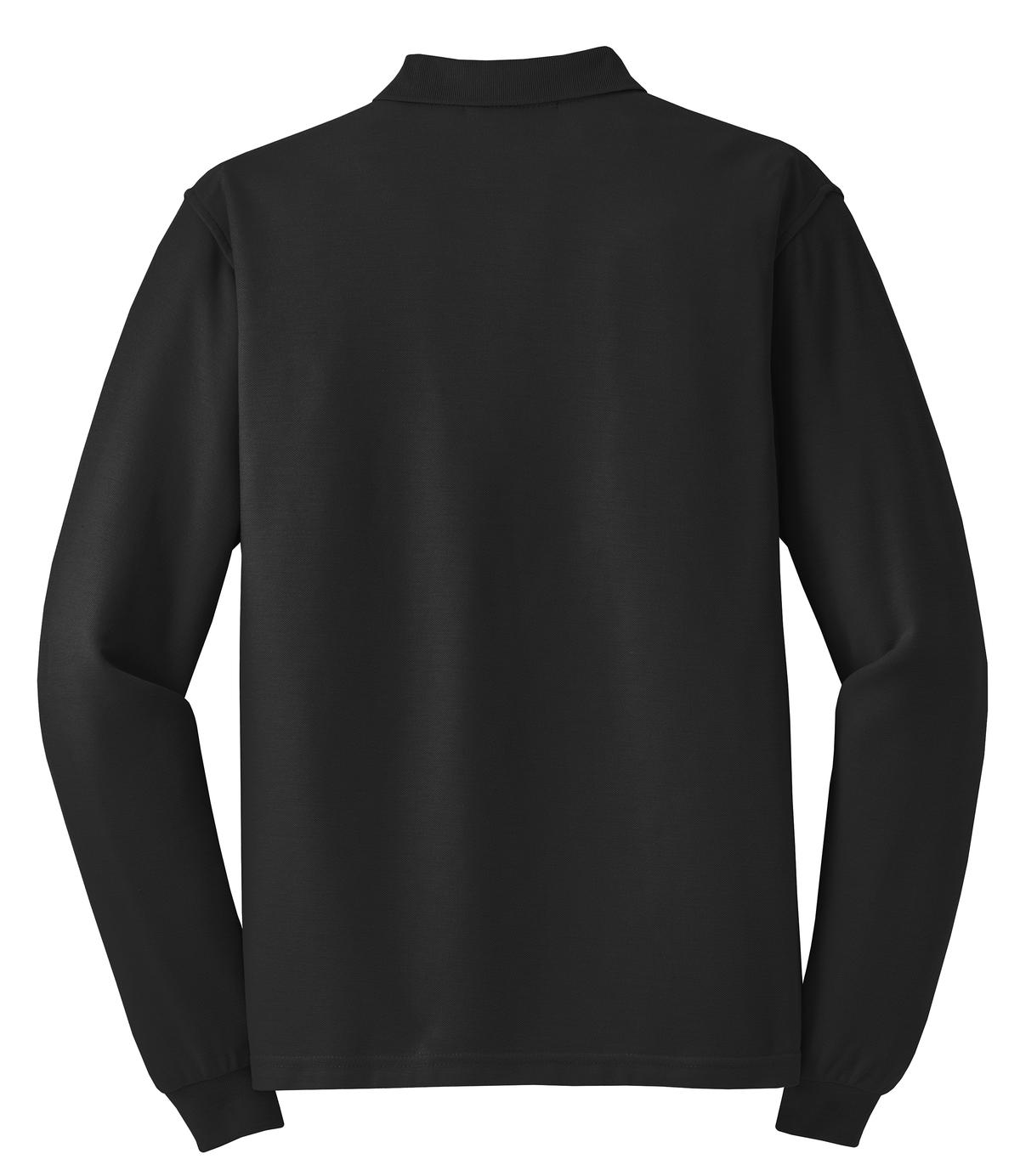 Port Authority Silk Touch Long Sleeve Polo - Black