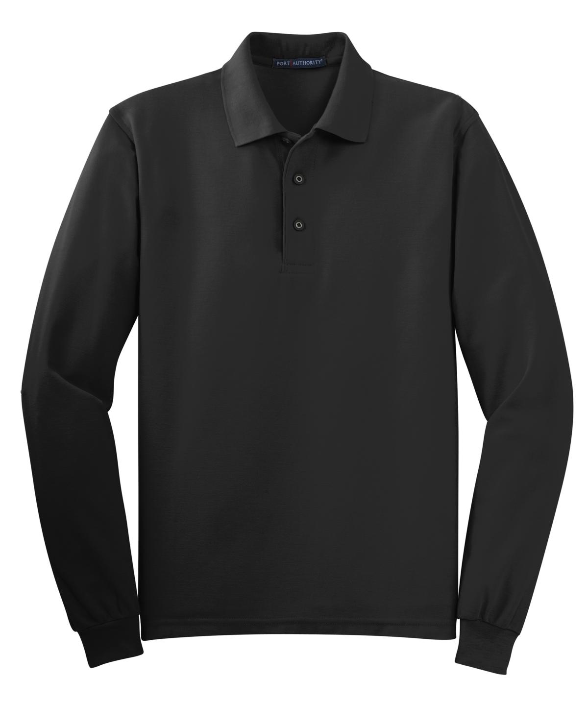 Port Authority Silk Touch Long Sleeve Polo - Black