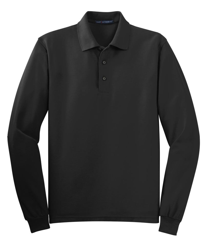 Port Authority Silk Touch Long Sleeve Polo - Black