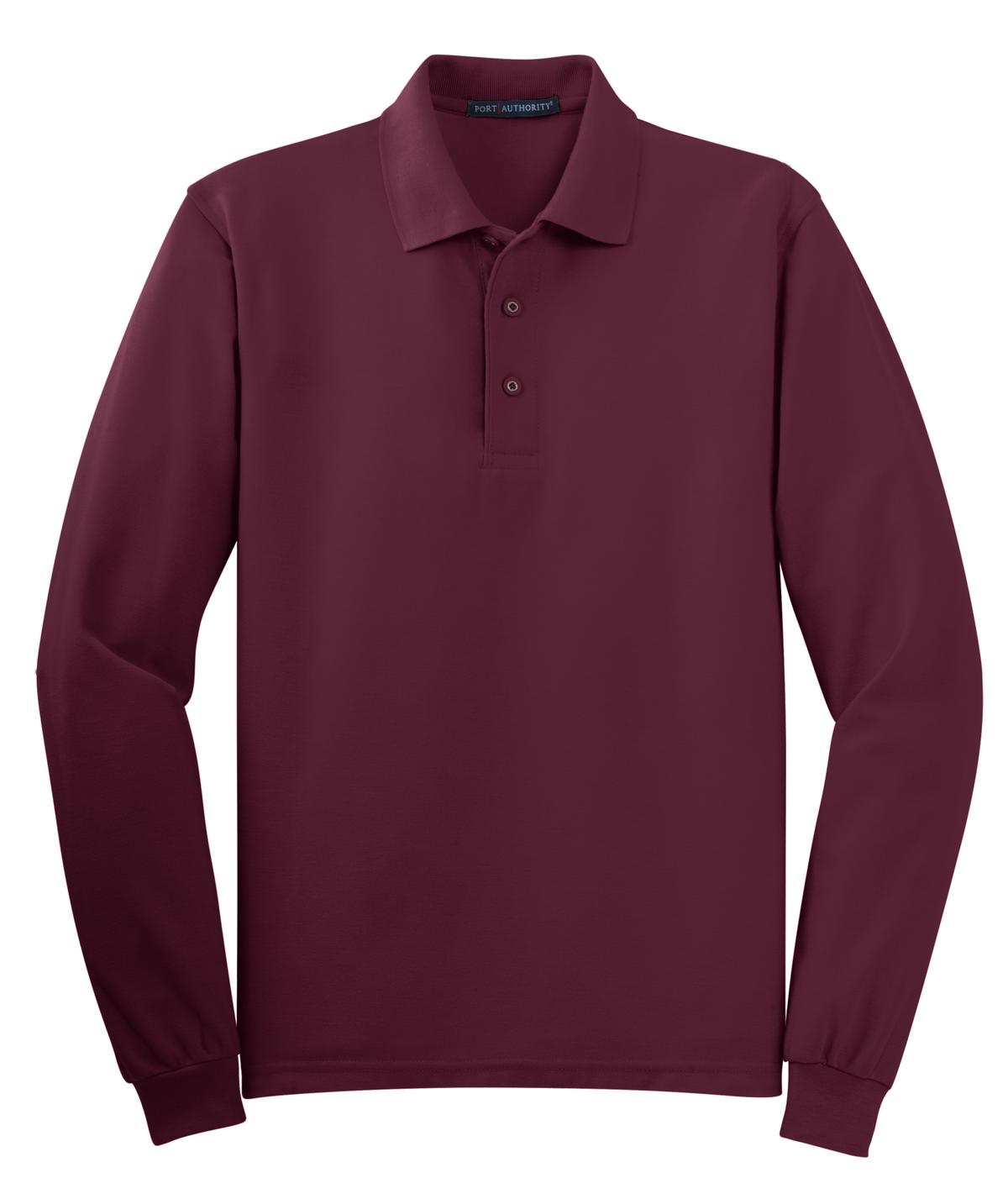 Port Authority Silk Touch Long Sleeve Polo - Burgundy