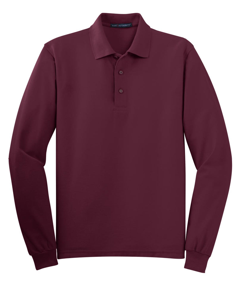 Port Authority Silk Touch Long Sleeve Polo - Burgundy