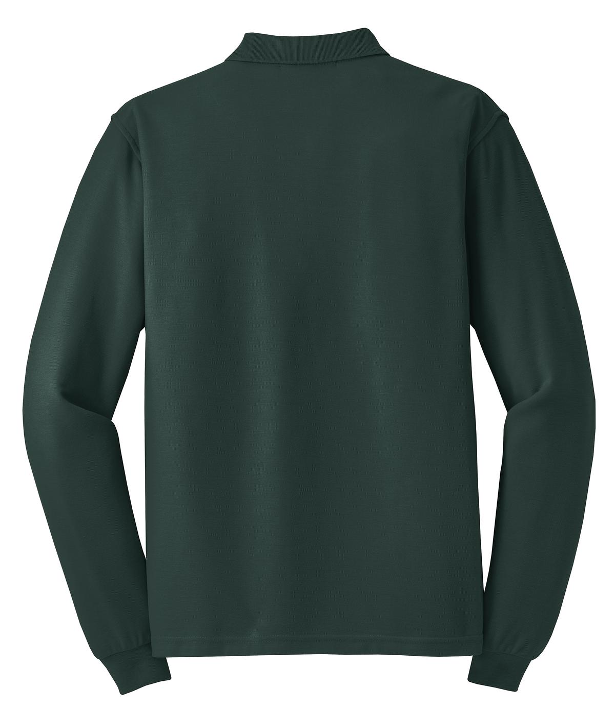 Port Authority Silk Touch Long Sleeve Polo - Dark Green