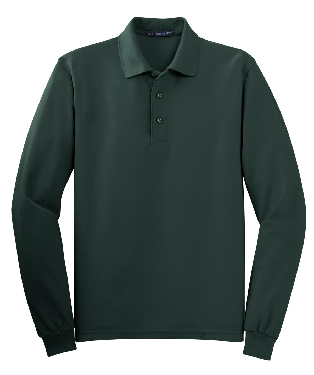 Port Authority Silk Touch Long Sleeve Polo - Dark Green