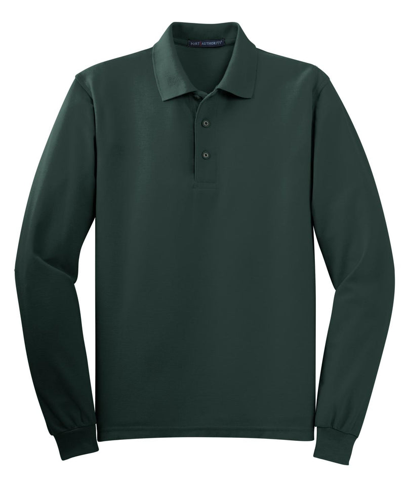 Port Authority Silk Touch Long Sleeve Polo - Dark Green