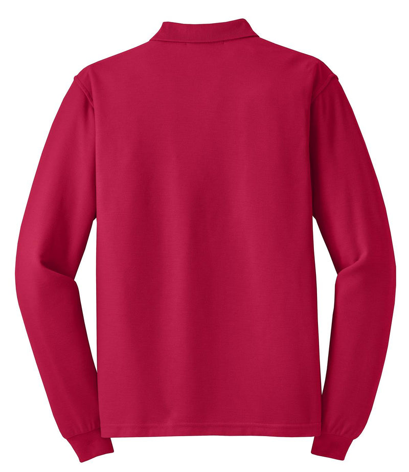Port Authority Silk Touch Long Sleeve Polo - Red
