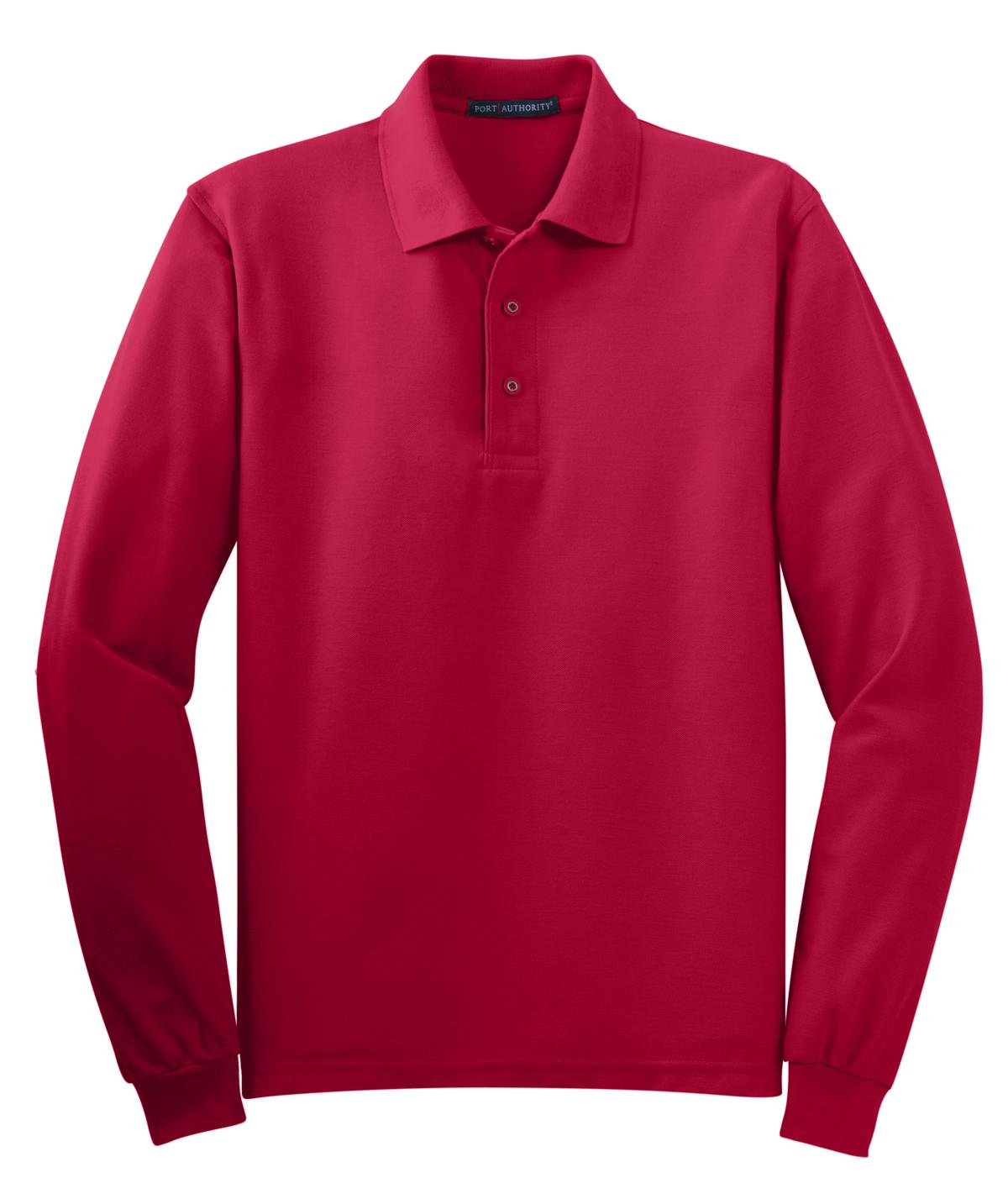 Port Authority Silk Touch Long Sleeve Polo - Red
