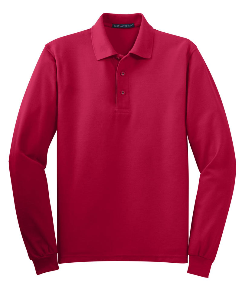 Port Authority Silk Touch Long Sleeve Polo - Red