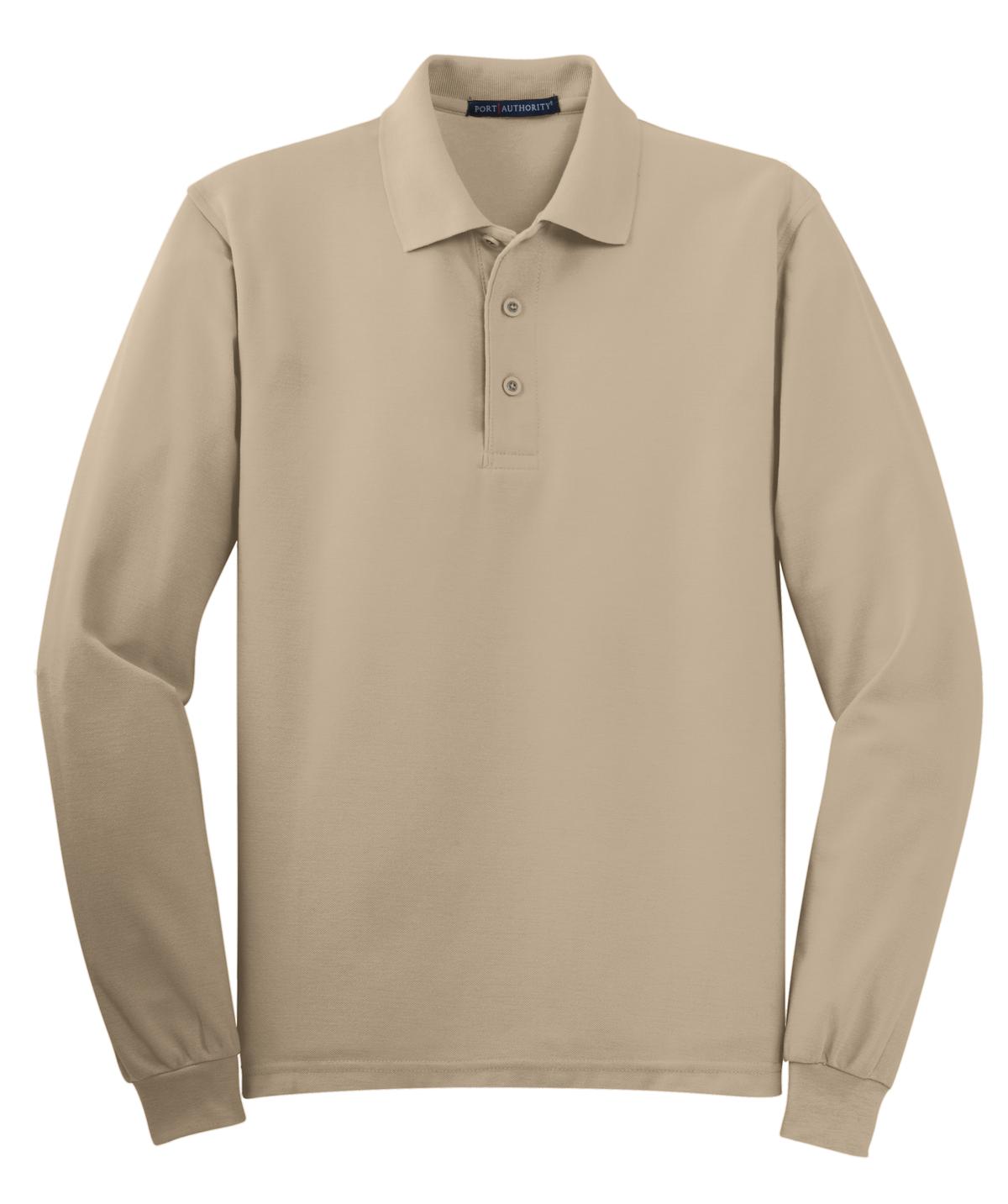 Port Authority Silk Touch Long Sleeve Polo - Stone