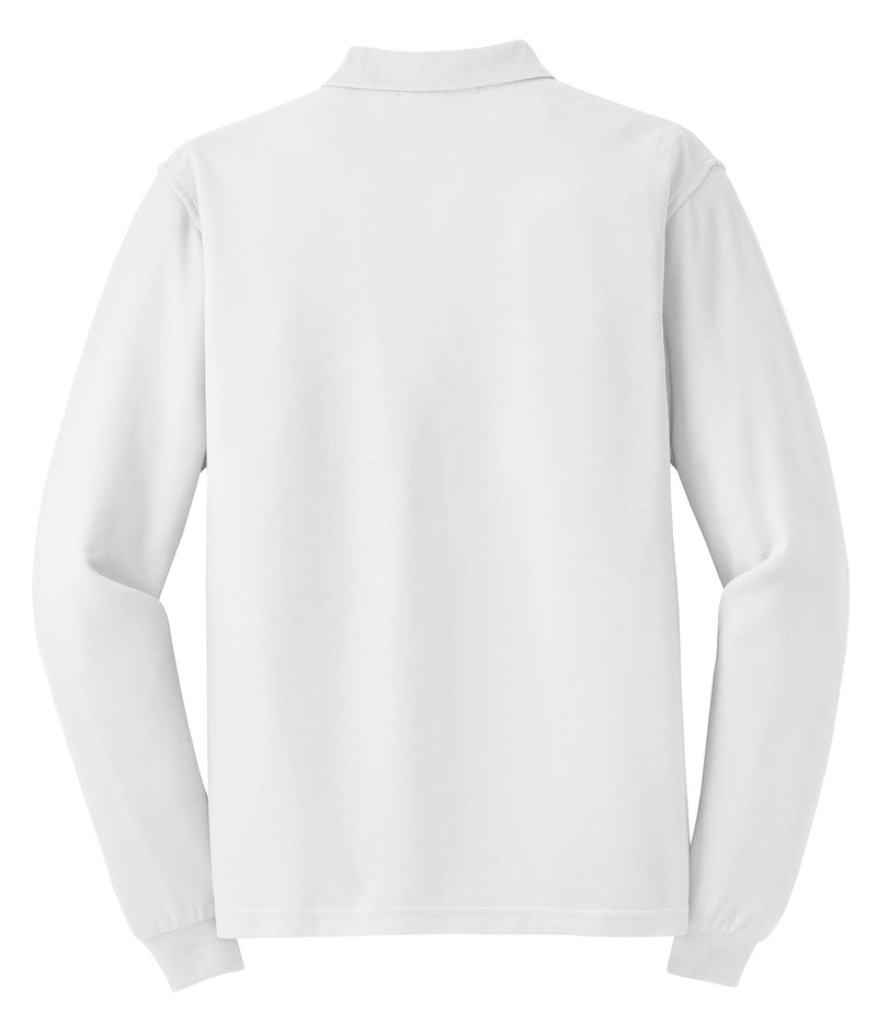Port Authority Silk Touch Long Sleeve Polo - White