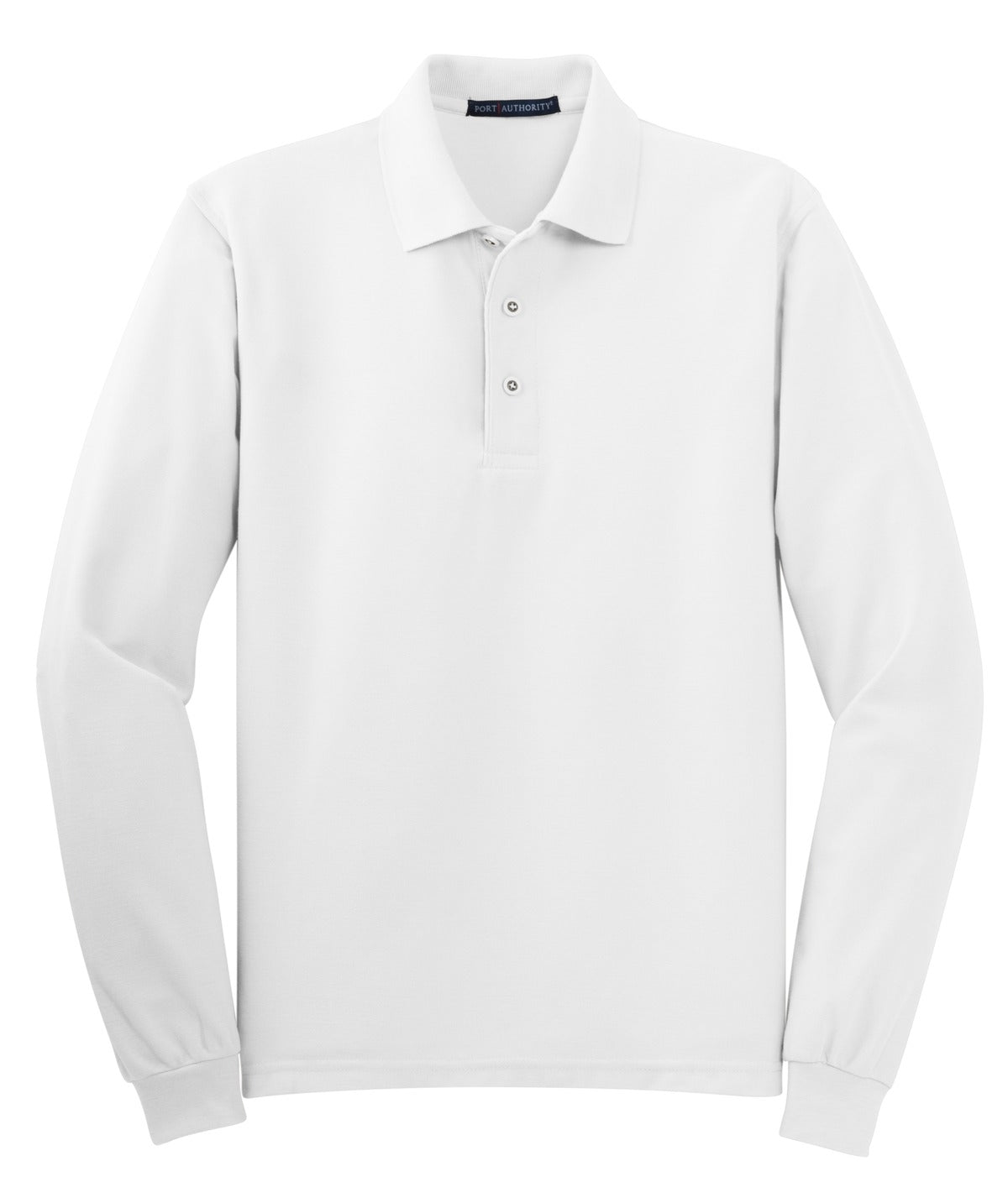 Port Authority Silk Touch Long Sleeve Polo - White