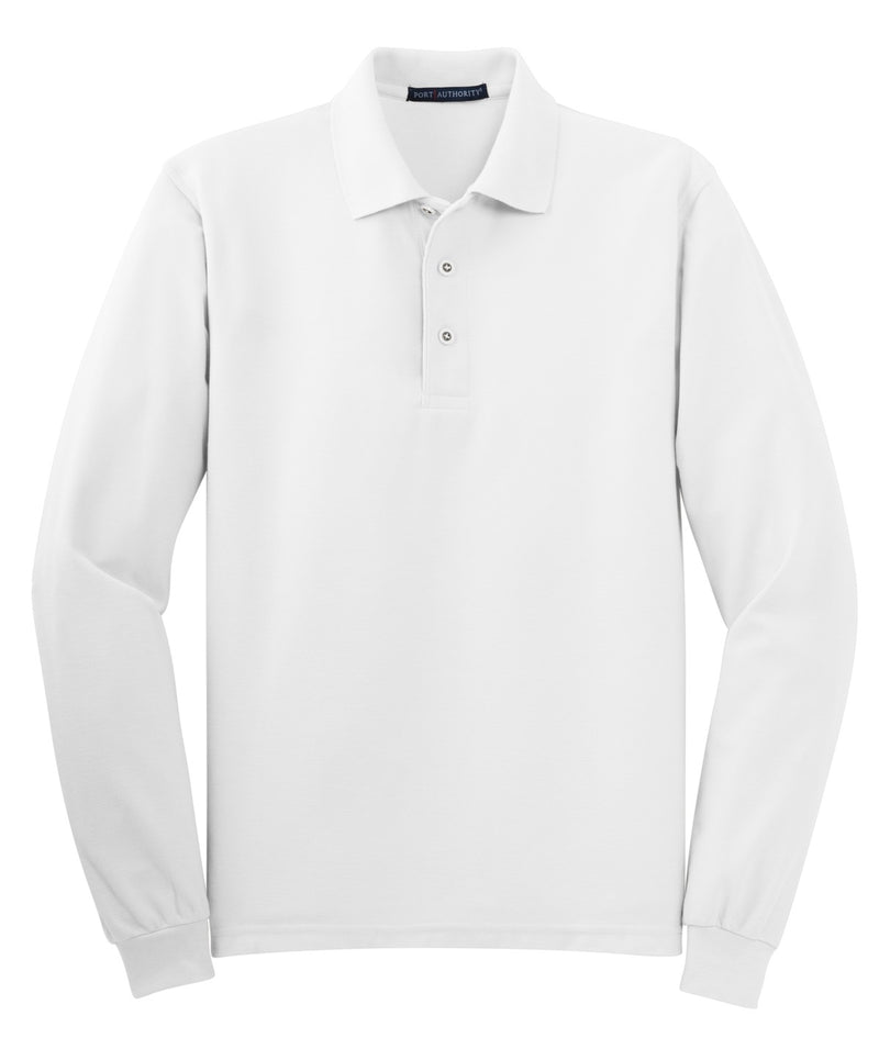 Port Authority Silk Touch Long Sleeve Polo - White