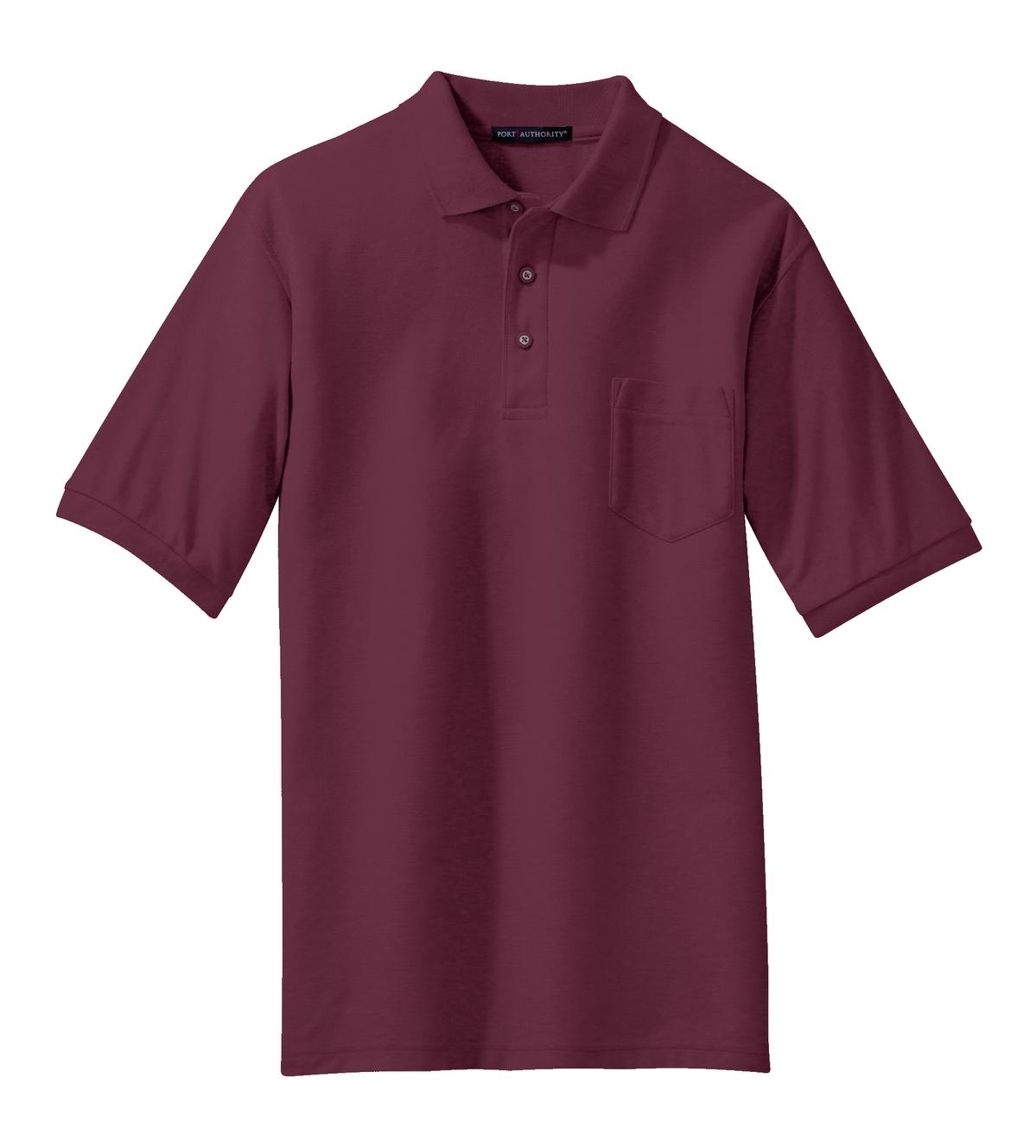 Port Authority Silk Touch Polo with Pocket - Burgundy