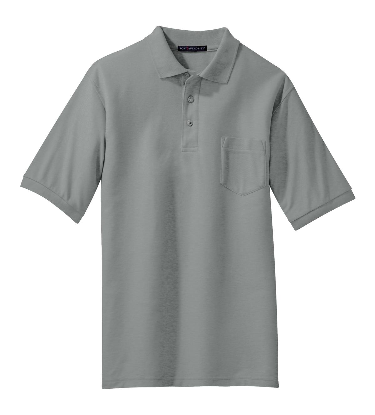 Port Authority Silk Touch Polo with Pocket - Cool Grey