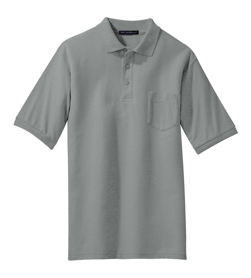 Port Authority Silk Touch Polo with Pocket - Cool Grey
