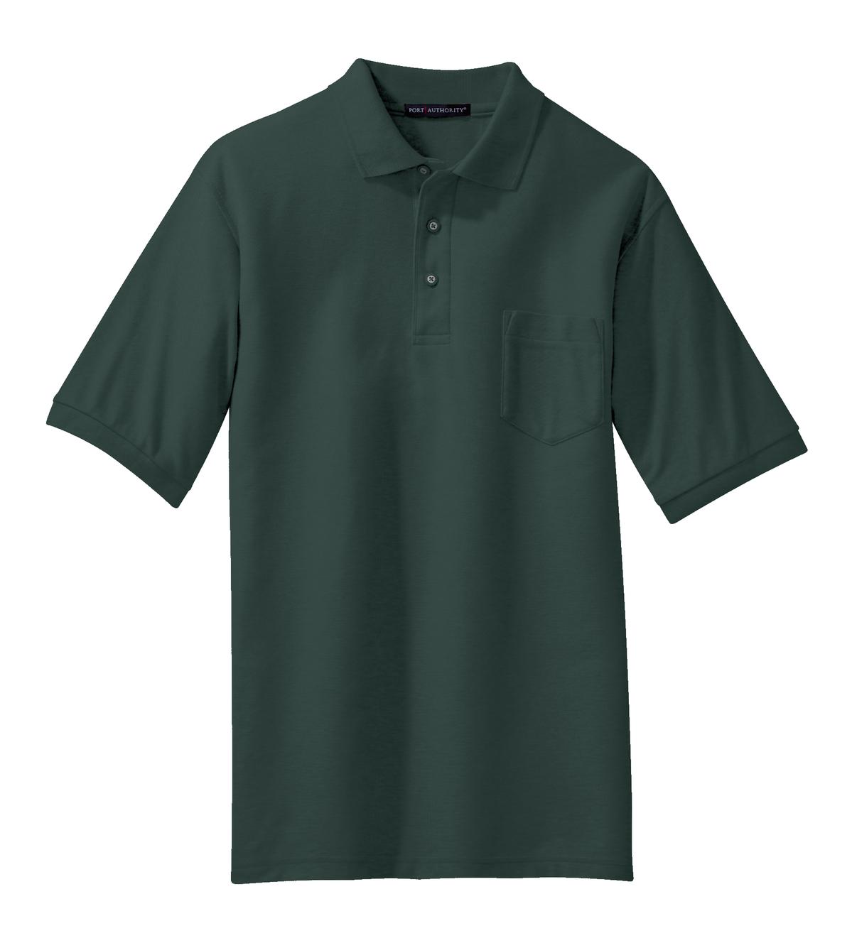 Port Authority Silk Touch Polo with Pocket - Dark Green