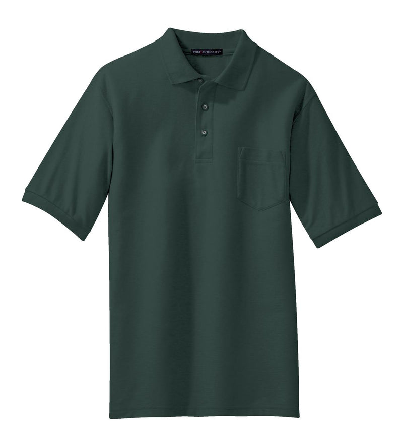 Port Authority Silk Touch Polo with Pocket - Dark Green