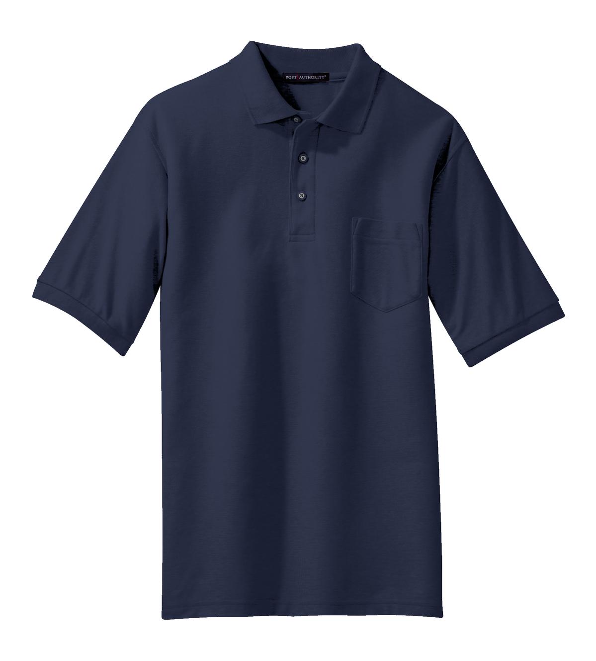 Port Authority Silk Touch Polo with Pocket - Navy