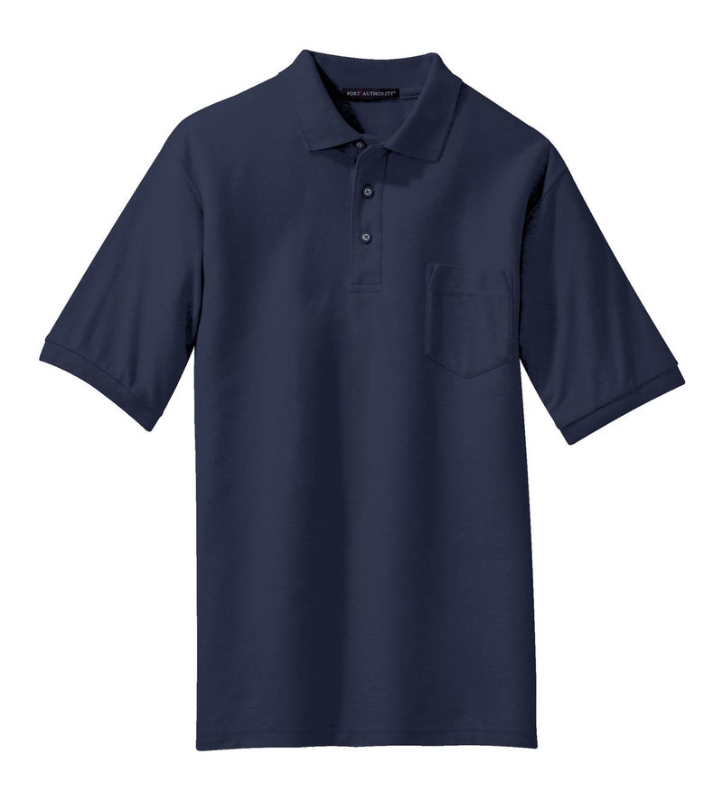 Port Authority Silk Touch Polo with Pocket - Navy