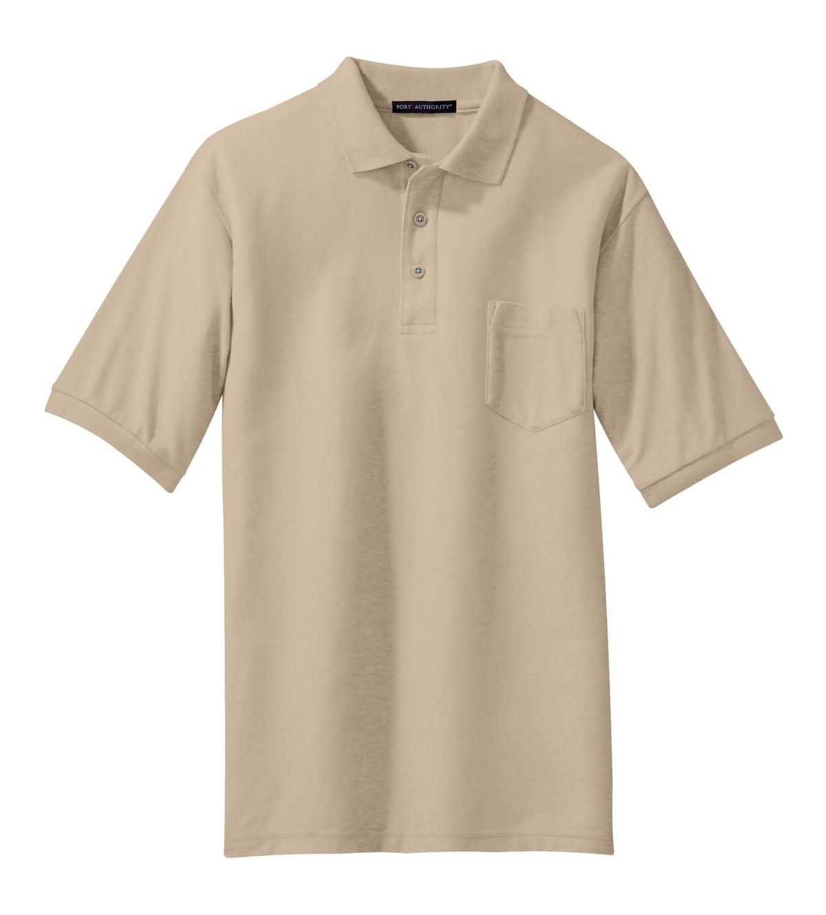 Port Authority Silk Touch Polo with Pocket - Stone