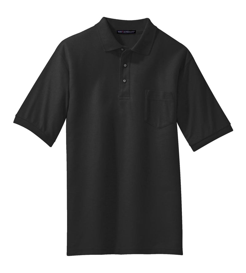Port Authority Silk Touch Polo with Pocket - Black