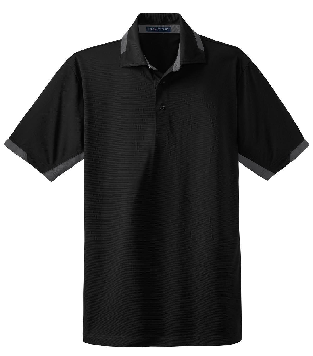 Port Authority Dry Zone Colorblock Ottoman Polo - Black/ Iron Grey