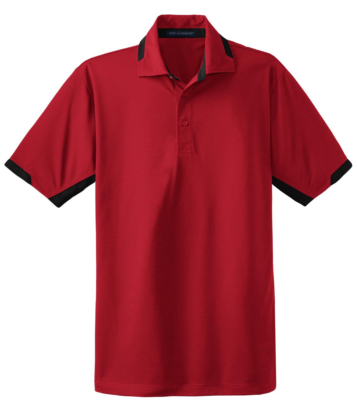 Port Authority Dry Zone Colorblock Ottoman Polo - Engine Red/ Black